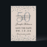 Invitation Silver 50th Birthday Save Date Détails Champagne<br><div class="desc">Elégant design "50th Birthday Party" avec faux confettis de parties scintillant & détails texte. Facile à utiliser et facile à personnaliser. Commandez aujourd'hui !</div>