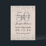 Invitation Silver 50th Birthday Save Date Détails Champagne<br><div class="desc">Elégant design "50th Birthday Party" avec faux confettis de parties scintillant & détails texte. Facile à utiliser et facile à personnaliser. Commandez aujourd'hui !</div>