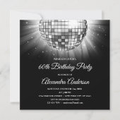 Invitation Silver 60th Birthday Party 70's Disco Ball (Devant)
