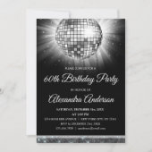 Invitation Silver 60th Birthday Party 70's Disco Ball (Devant)
