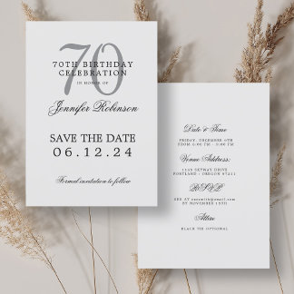 Invitation Silver 70th Birthday Enregistrer la date Détails