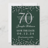 Invitation Silver 70th Birthday Save Date Détails Vert (Devant)