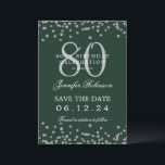 Invitation Silver 80th Birthday Party Save Date Détails Vert<br><div class="desc">Elégant design "70th Birthday Party" avec faux confettis de parties scintillant & détails texte. Facile à utiliser et facile à personnaliser. Commandez aujourd'hui !</div>