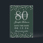 Invitation Silver 80th Birthday Party Save Date Détails Vert<br><div class="desc">Elégant design "70th Birthday Party" avec faux confettis de parties scintillant & détails texte. Facile à utiliser et facile à personnaliser. Commandez aujourd'hui !</div>