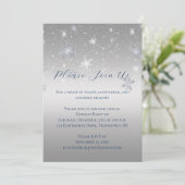 Invitation Silver and Blue Snowflakes Christmas Party | (Debout devant)