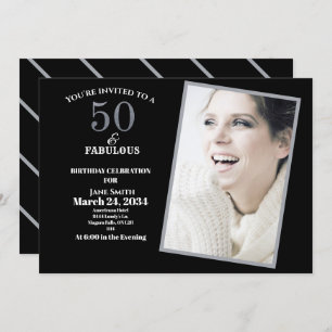 Invitation Silver and Grey 50e et Fabulous Birthday Party