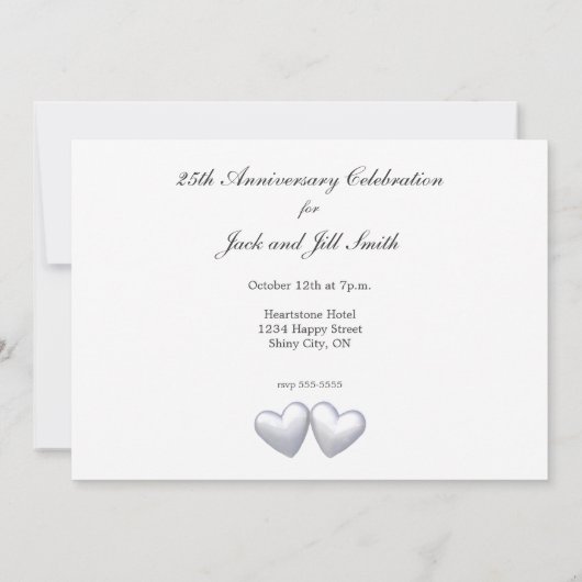 Invitation Silver Anniversary Dolphins et Heart (Dos)