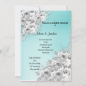 Invitation Silver Aqua Floral LACE ÉLÉGANT MARIAGE MODERNE (Devant)