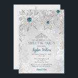 Invitation Silver Aqua Snowflakes Tiara Sweet 16<br><div class="desc">Silver Aqua Snowflakes Winter Princess Tiara Sweet 16 Party Invitation</div>