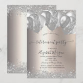 Invitation Silver Balloons Diamonds Retirement Party (Devant / Derrière)
