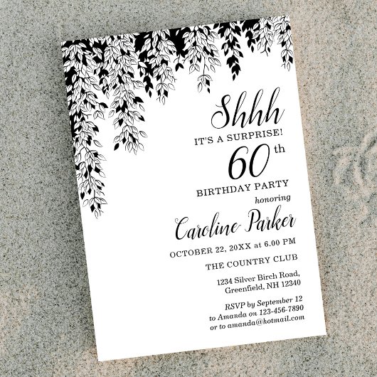 Invitation Silver Birch 60th Anniversary Surprise Birthday
