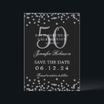 Invitation Silver Black 50th Birthday Enregistrer la date et<br><div class="desc">Elégant design "50th Birthday Party" avec faux confettis de parties scintillant & détails texte. Facile à utiliser et facile à personnaliser. Commandez aujourd'hui !</div>