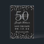 Invitation Silver Black 50th Birthday Enregistrer la date et<br><div class="desc">Elégant design "50th Birthday Party" avec faux confettis de parties scintillant & détails texte. Facile à utiliser et facile à personnaliser. Commandez aujourd'hui !</div>