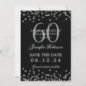 Invitation Silver Black 60th Birthday Enregistrer la date et (Devant)