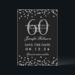 Invitation Silver Black 60th Birthday Enregistrer la date et<br><div class="desc">Elégant design "60th Birthday Party" avec faux confettis de parties scintillant & détails texte. Facile à utiliser et facile à personnaliser. Commandez aujourd'hui !</div>