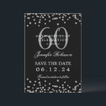 Invitation Silver Black 60th Birthday Enregistrer la date et<br><div class="desc">Elégant design "60th Birthday Party" avec faux confettis de parties scintillant & détails texte. Facile à utiliser et facile à personnaliser. Commandez aujourd'hui !</div>