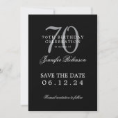 Invitation Silver Black 70th Birthday Enregistrer la date (Devant)
