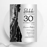 Invitation Silver Black Agate Surprise 30e anniversaire<br><div class="desc">Gate noir et argent surprise 30e anniversaire invitation de fête. Design élégant et moderne avec arrière - plan de géométrie en marbre de pierre de pierre, faux parties scintillant argent et typographie script. Carte invitation branchée parfaite pour une célébration anniversaire féminine élégante. Invitations Zazzle imprimées ou téléchargement instantané modèle imprimable...</div>