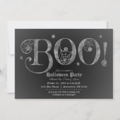 Invitation Silver & Black BOO Elégante Fête d'Halloween   (Devant)