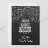 Invitation Silver Black Diamond Anniversaire Gâteau Sweet 16 (Dos)