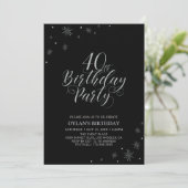 Invitation Silver & Black | Fête de 40 ans chic moderne (Debout devant)