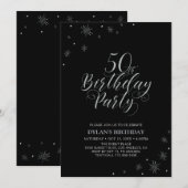 Invitation Silver & Black | Fête de 50e anniversaire Moderne (Devant / Derrière)
