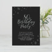 Invitation Silver & Black | Fête de 80 ans chic moderne (Debout devant)