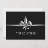 Invitation Silver Black Fleur de Lis (Devant)