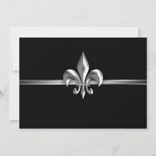 Invitation Silver Black Fleur de Lis Événement I (Devant)