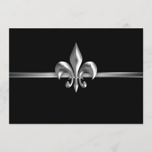 Invitation Silver Black Fleur de Lis Événement I