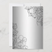 Invitation Silver Black Floral 90e fête d'anniversaire (Dos)