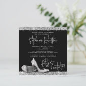 Invitation Silver Black High Heel Moderne 50e Carré d'anniver (Debout devant)