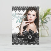 Invitation Silver Black Jade dentelle photo Sweet 16 Invitati (Debout devant)