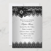 Invitation Silver Black Jade dentelle photo Sweet 16 Invitati (Dos)