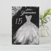 Invitation Silver Black Lace Diamond Étincelle Gown Quinceane (Debout devant)