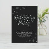 Invitation Silver & Black Photo moderne Adult Anniversaire Pa (Debout devant)