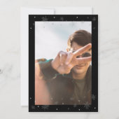 Invitation Silver & Black Photo moderne Adult Anniversaire Pa (Dos)