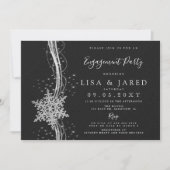 Invitation Silver Black Snowflakes Partie d'engagement d'hive (Devant)