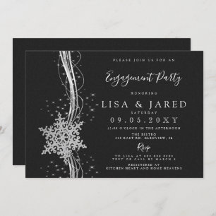 Invitation Silver Black Snowflakes Partie d'engagement d'hive