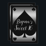 Invitation Silver & Black Spade Glam Casino Sweet 16 Party<br><div class="desc">Personnaliser pour tout événement</div>