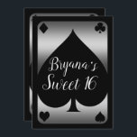 Invitation Silver & Black Spade Glam Casino Sweet 16 Party<br><div class="desc">Personnaliser pour tout événement</div>