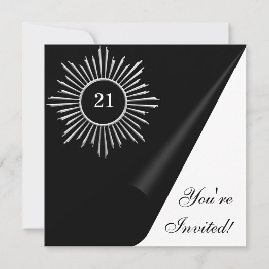 Invitation Silver Black & White 21ème anniversaire (Devant)