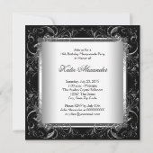 Invitation Silver Black White Sweet 16 Masquerade Party (Dos)
