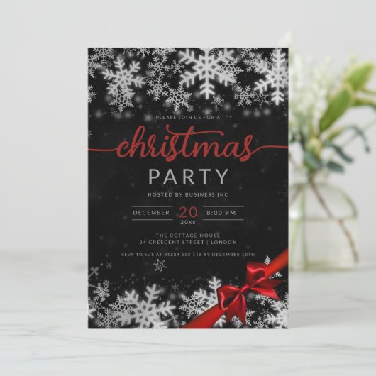 Invitation Silver Black Winter Wonder Entreprise Noël (Debout devant)