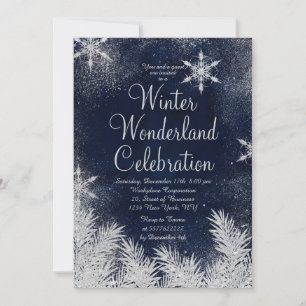 Invitation Silver bleu snowflake entreprise hiver merveilleus