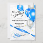Invitation Silver Blue Balloons Restaurant Grand Ouverture (Devant)