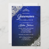 Invitation Silver Blue Dentelle Diamond Étincelle Gown Quince (Dos)