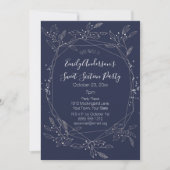 Invitation Silver Blue Floral Sweet 16 Anniversaire (Devant)