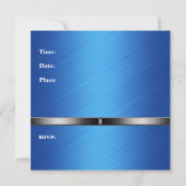 Invitation Silver Blue Mens 40e anniversaire homme de fête (Dos)