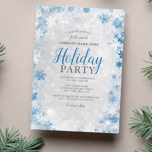 Invitation Silver Blue Snowflake Corporate Fête